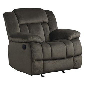 Microfiber Textured Fabric Glider Reclining Chair, Brown