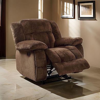 Microfiber Textured Fabric Glider Reclining Chair, Brown