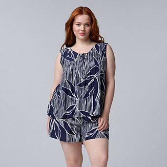 Plus Size Simply Vera Vera Wang Woven Pajama Tank Top & Pajama Shorts Set