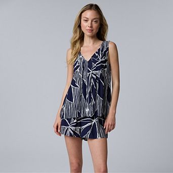 Women's Simply Vera Vera Wang Woven Pajama Tank Top & Pajama Shorts Set