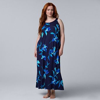 Plus Size Simply Vera Vera Wang Woven Maxi Chemise Nightgown