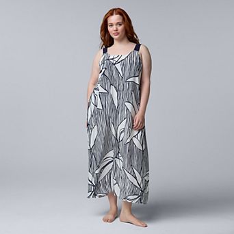 Plus Size Simply Vera Vera Wang Woven Maxi Chemise Nightgown