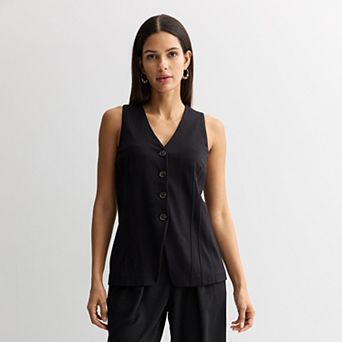 Petite Nine West V-Neck Longline Vest