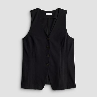Petite Nine West V-Neck Longline Vest