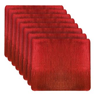 Dainty Home Galaxy Metallic Red Reversible Vinyl Easy Clean Placemats Set of 8 15" x 15" Square