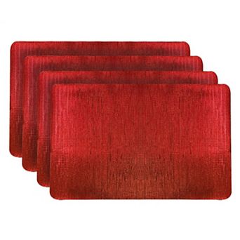 Dainty Home Galaxy Metallic Red Reversible Vinyl Easy Clean Placemats Set of 4 12" x 18" Rectangle