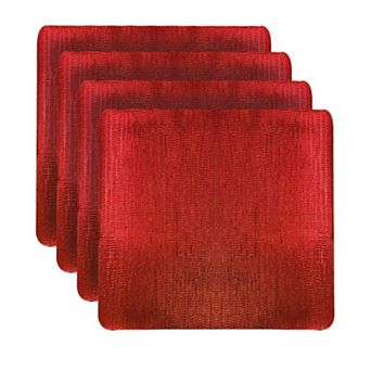 Dainty Home Galaxy Metallic Red Reversible Vinyl Easy Clean Placemats Set of 4 15" x 15" Square