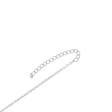 PRIMROSE Sterling Silver Cubic Zirconia Station Cable Chain Necklace