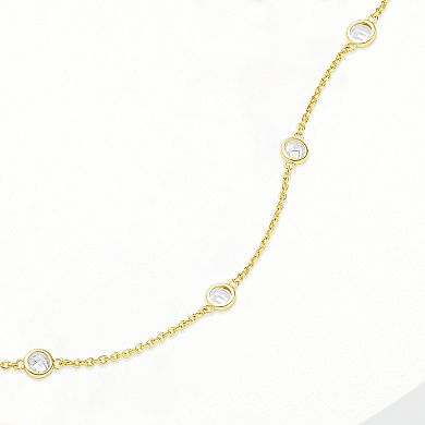 PRIMROSE 18k Gold Plated Cubic Zirconia Station Cable Chain Bracelet