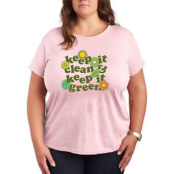 Plus Size Keep It Clean & Keep It Green Graphic Tee