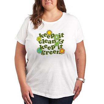 Plus Size Keep It Clean & Keep It Green Graphic Tee