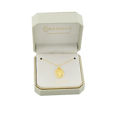 Brilliance 18k Gold Flash Plated Cubic Zirconia Religious Medallion Pendant Necklace