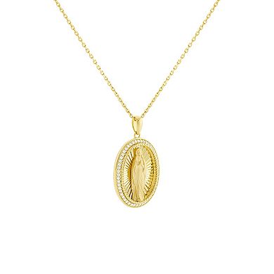 Brilliance 18k Gold Flash Plated Cubic Zirconia Religious Medallion Pendant Necklace
