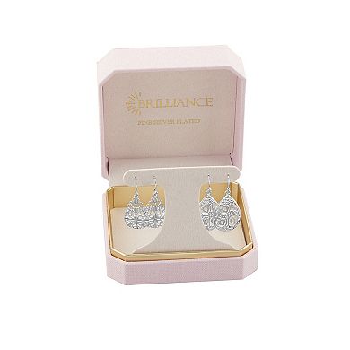 Brilliance Fine Silver Plated Filigree Drop Earrings Duo Set