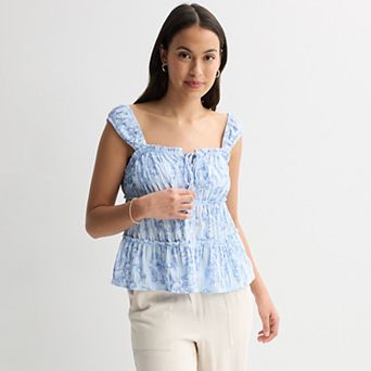 Juniors' Pink Republic Tiered Woven Tank Top