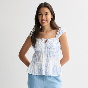 Juniors' Pink Republic Tiered Woven Tank Top