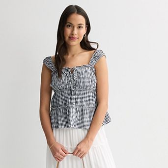 Juniors' Pink Republic Tiered Woven Tank Top