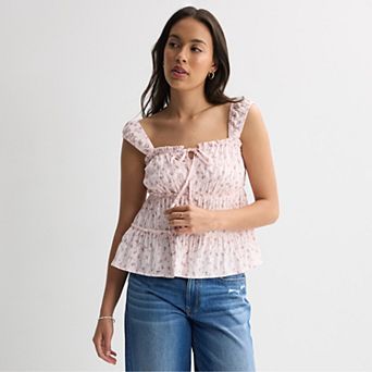 Juniors' Pink Republic Tiered Woven Tank Top