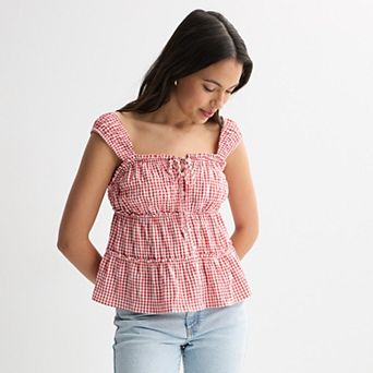 Juniors' Pink Republic Tiered Woven Tank Top