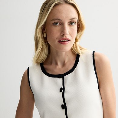 Petite Nine West Crew Neck Sweater Vest