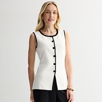 Petite Nine West Crew Neck Sweater Vest