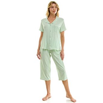 Petite Croft & Barrow® Notch Collar Pajama Top & Pajama Bottoms Set