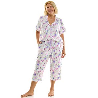 Plus Size Croft & Barrow® Notch Collar Pajama Top & Pajama Bottoms Set