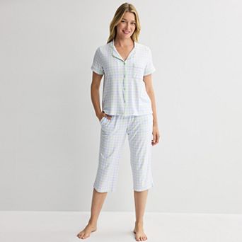 Women's Croft & Barrow® Notch Collar Pajama Top & Pajama Bottoms Set