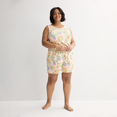 Plus Size Croft & Barrow® Crinkle Rib Pajama Tank Top & Pajama Shorts Set