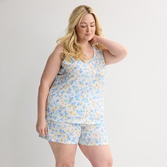 Plus Size Croft & Barrow® Crinkle Rib Pajama Tank Top & Pajama Shorts Set
