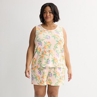 Plus Size Croft & Barrow® Crinkle Rib Pajama Tank Top & Pajama Shorts Set
