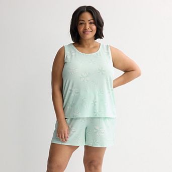Plus Size Croft & Barrow® Crinkle Rib Pajama Tank Top & Pajama Shorts Set