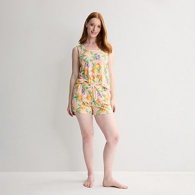 Womens Croft & Barrow® Crinkle Rib Tank & Shorts Sleep Set