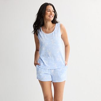 Womens Croft & Barrow® Crinkle Rib Tank & Shorts Sleep Set