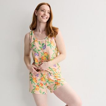 Womens Croft & Barrow® Crinkle Rib Tank & Shorts Sleep Set