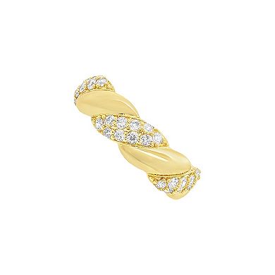 PRIMROSE Polished Cubic Zirconia Twisted Ring