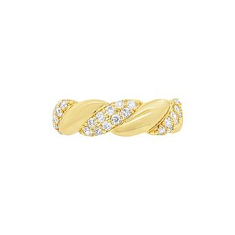 PRIMROSE Polished Cubic Zirconia Twisted Ring