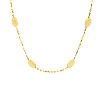 PRIMROSE Polished Beaded Oval Stations Chain Necklace