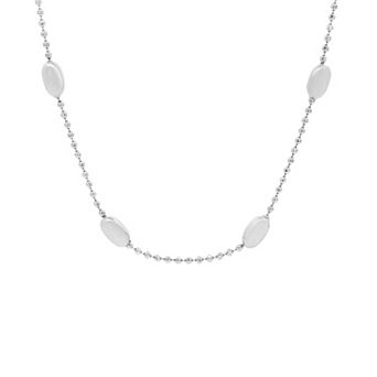 PRIMROSE Polished Beaded Oval Stations Chain Necklace