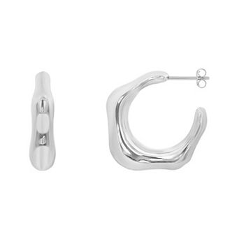 PRIMROSE Fine Silver Plated Polished Geometric C-Hoop Earrings