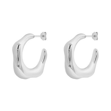 PRIMROSE Fine Silver Plated Polished Geometric C-Hoop Earrings