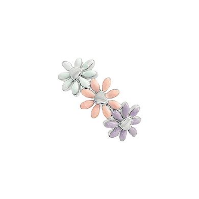PRIMROSE Silver-Plated Multi-Color Enamel Flowers Ring