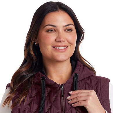 Plus Size Weathercast Hooded Quilted Puffer Vest