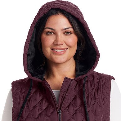 Plus Size Weathercast Hooded Quilted Puffer Vest
