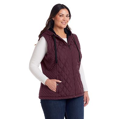 Plus Size Weathercast Hooded Quilted Puffer Vest