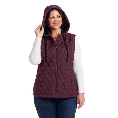 Plus Size Weathercast Hooded Quilted Puffer Vest