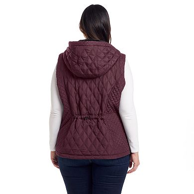 Plus Size Weathercast Hooded Quilted Puffer Vest