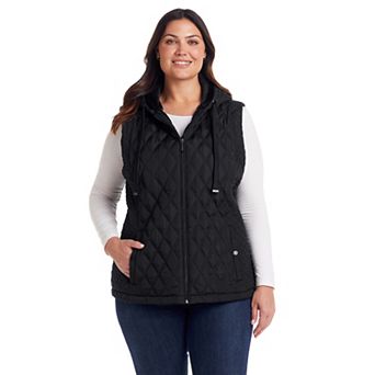 Plus Size Weathercast Hooded Quilted Puffer Vest