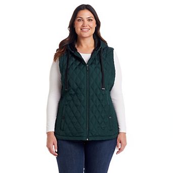Plus Size Weathercast Hooded Quilted Puffer Vest