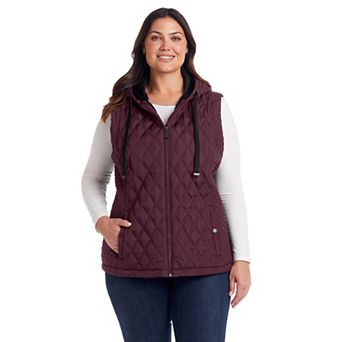 Plus Size Weathercast Hooded Quilted Puffer Vest